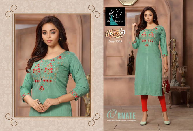 Kc Shine 7 Ethnic Wear Rayon Embroidery Designer Kurti Collection